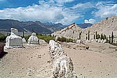 Ladakh - A large group of chortens close to Shey palace 